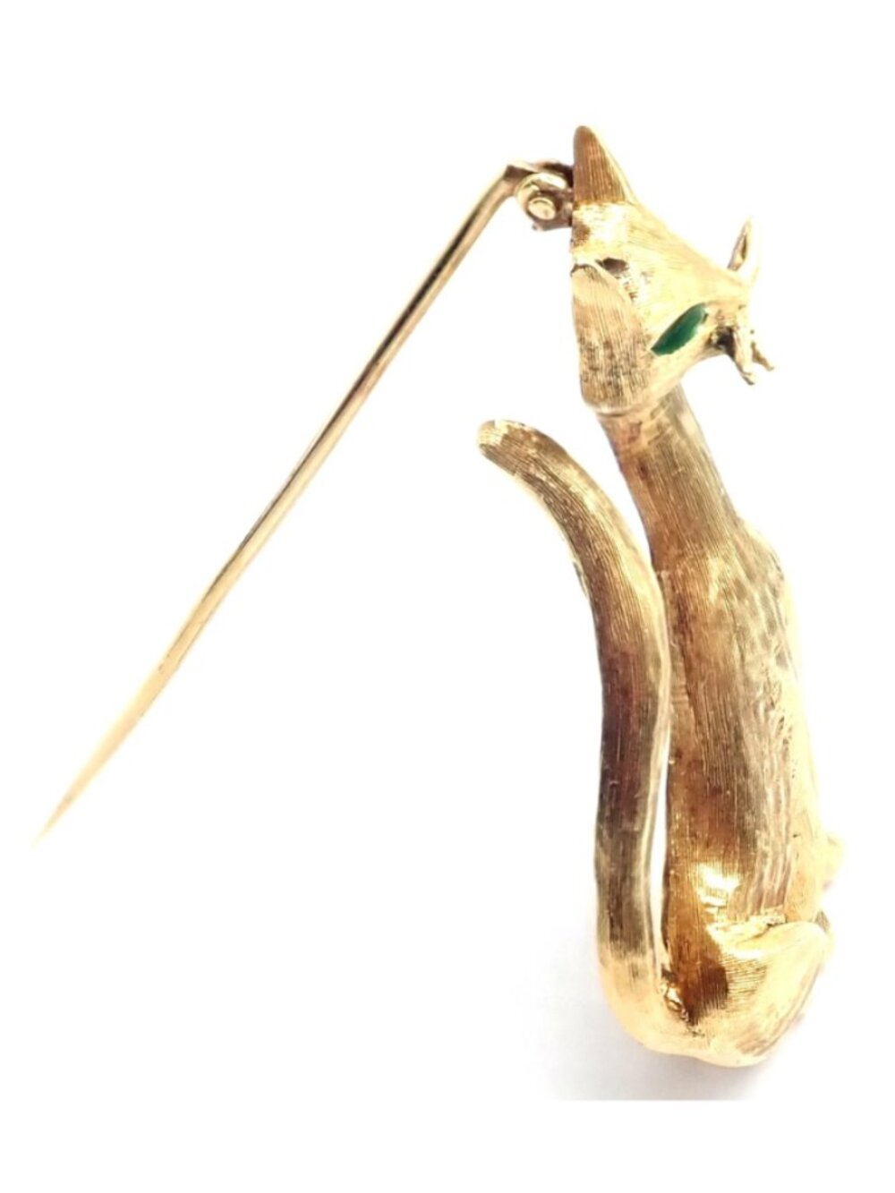 Authentic! Tiffany & Co 18k Yellow Gold Emerald Cat Pin Brooch - Picture 5 of 12